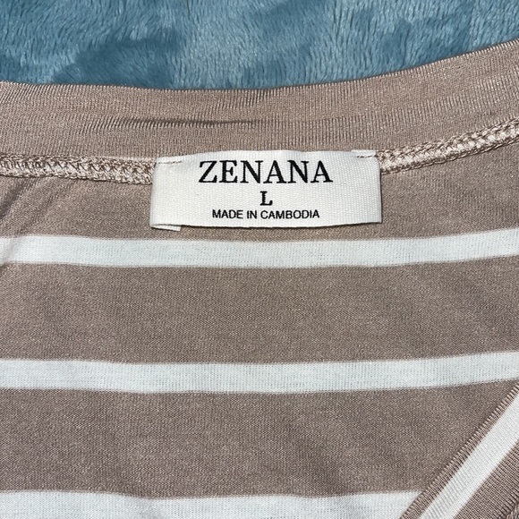 Tan, Striped Dress with POCKETS - Picture 3 of 4